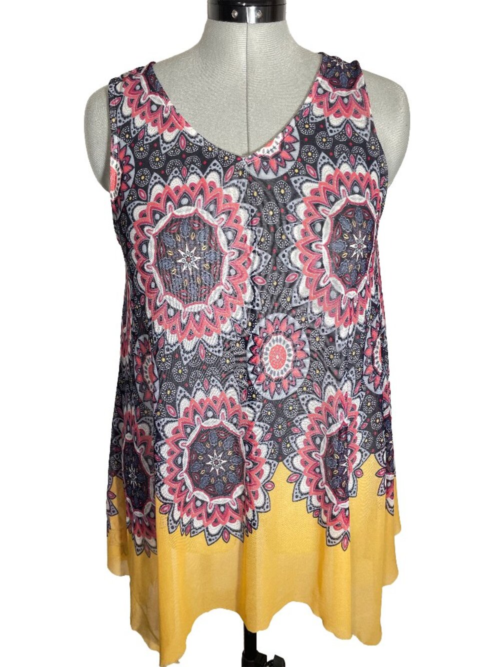 Cato Mandala Print Mesh Tank Top Sz. L